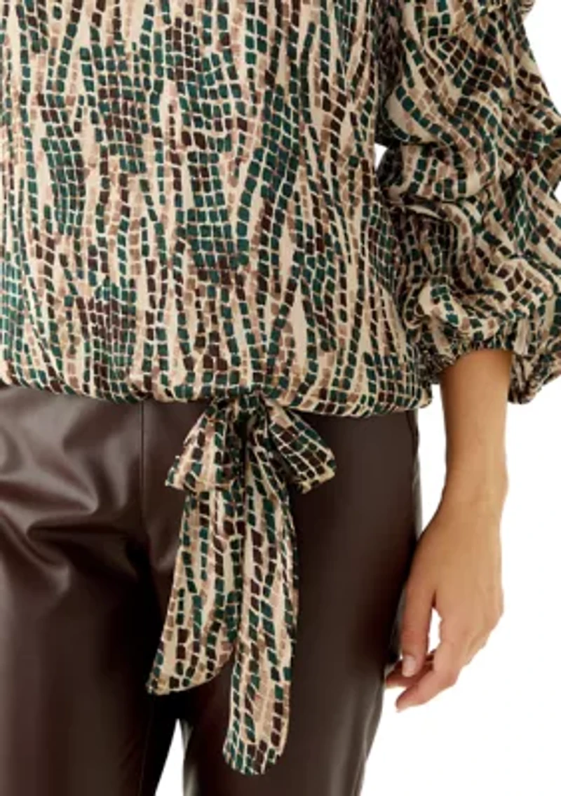Women's Cha Sleeve Tile Print Blouse