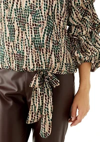 Women's Cha Sleeve Tile Print Blouse