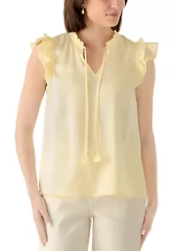 Women's Flutter Sleeve Split Neck Blouse