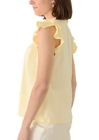 Women's Flutter Sleeve Split Neck Blouse