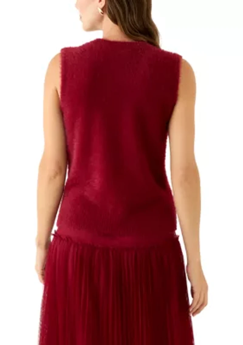 Women's Sleeveless Furry Sweater