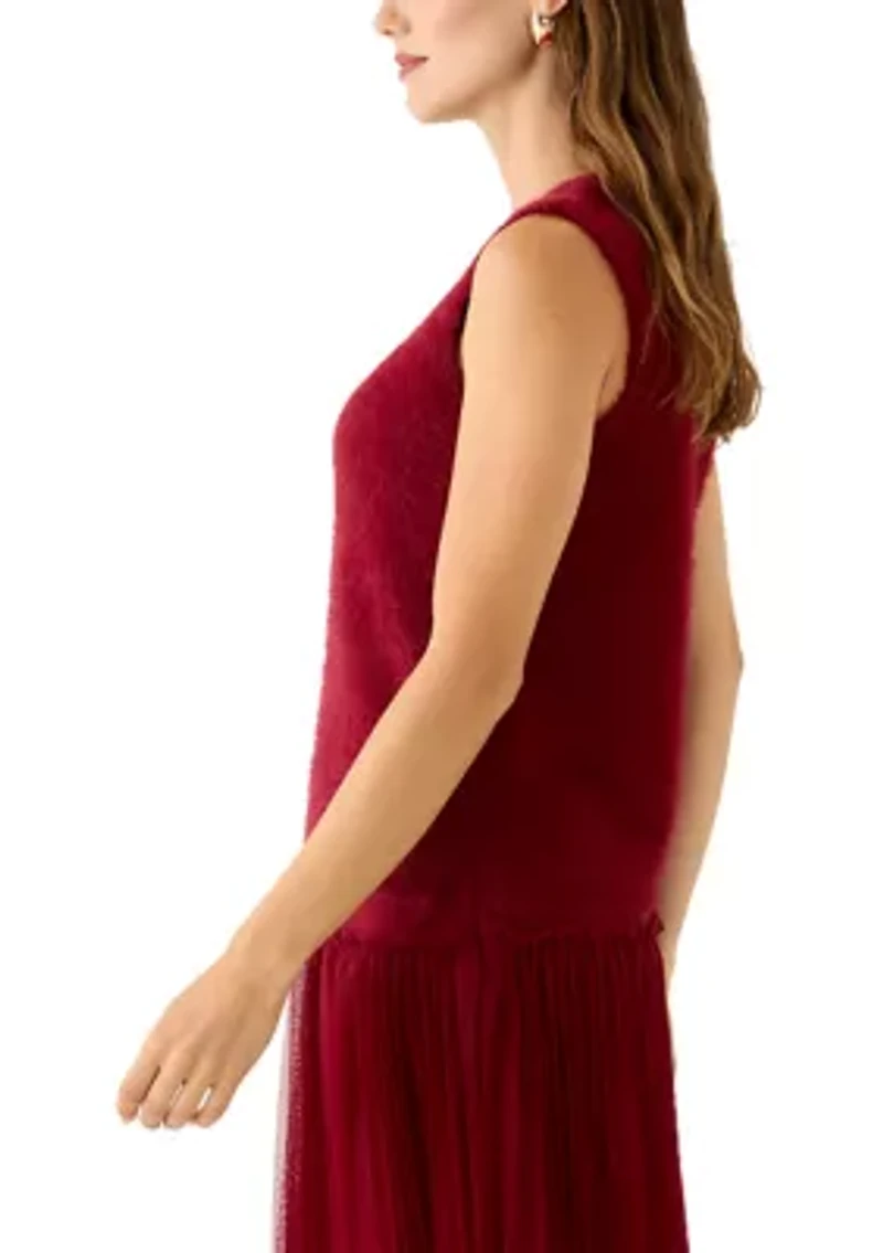 Women's Sleeveless Furry Sweater