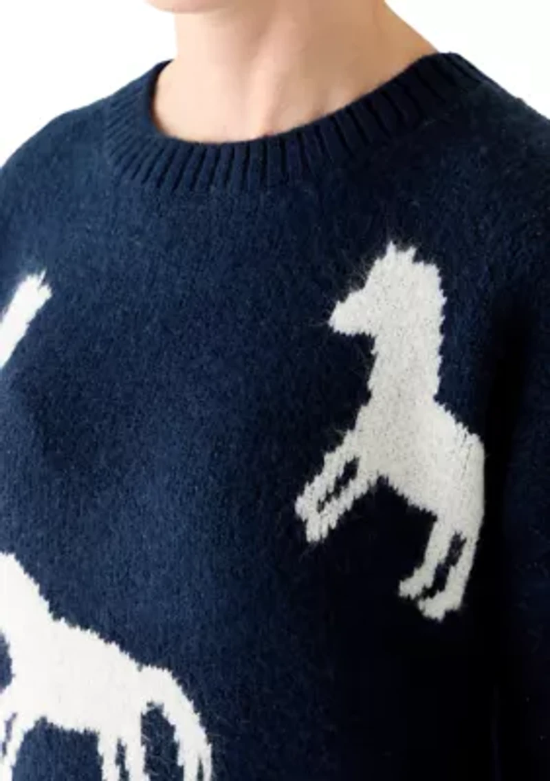 Women's Long Sleeve All Over Horse Sweater