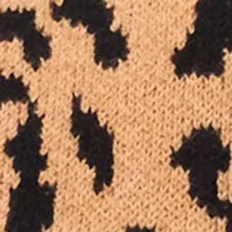 Women's Long Sleeve Tipped Leopard Sweater