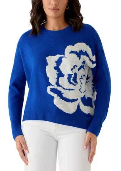 Women's Long Sleeve Floral Sweater
