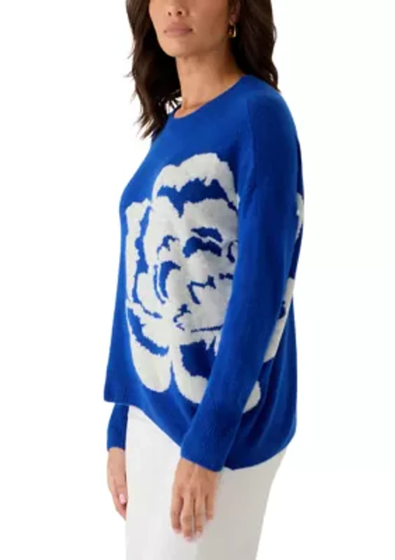 Women's Long Sleeve Floral Sweater