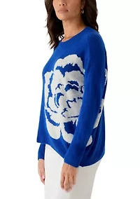 Women's Long Sleeve Floral Sweater