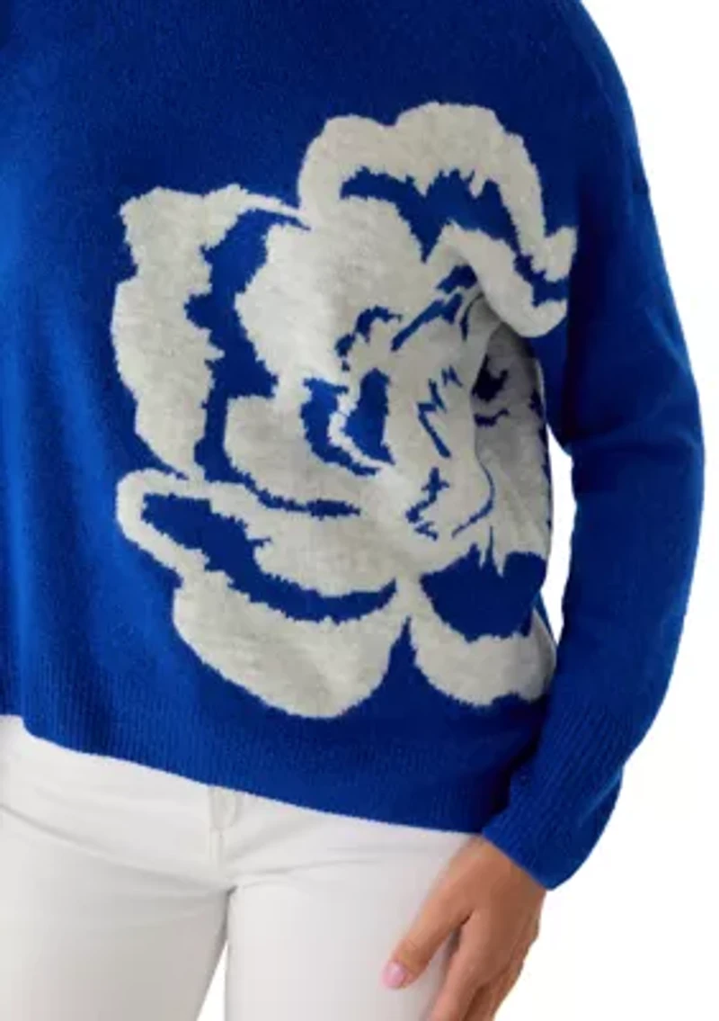 Women's Long Sleeve Floral Sweater