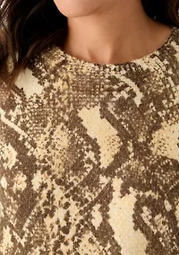 Women's Long Sleeve Snake Print Crew Neck Sweater