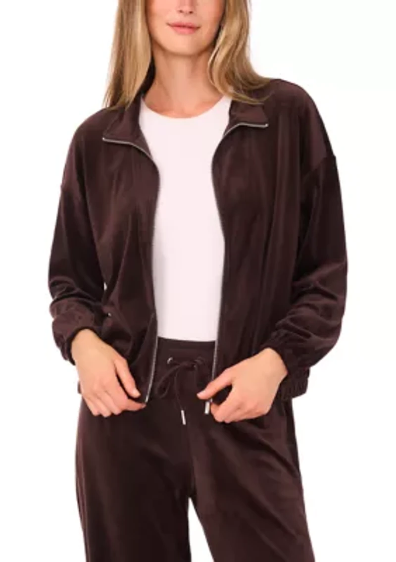 Women's Zip Front Velour Jacket