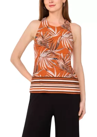 Women's Sleeveless Border Printed Top