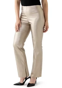 Women's Vegan Leather Bootcut Pull On Pants