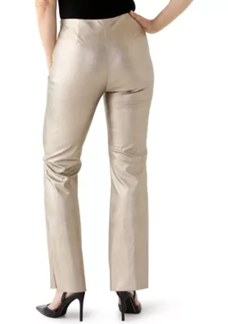Women's Vegan Leather Bootcut Pull On Pants