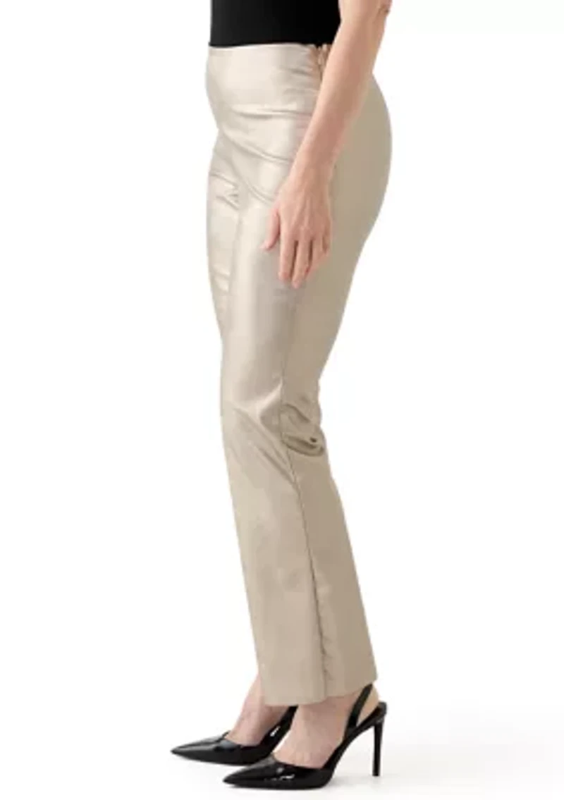Women's Vegan Leather Bootcut Pull On Pants