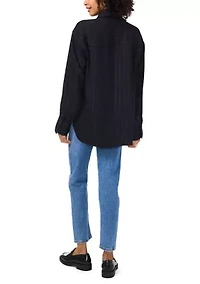 Women's Long Sleeve Glitter Stripe Shirt