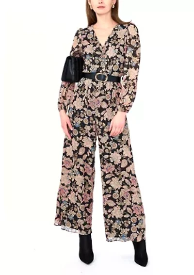 Women's Long Sleeve Floral Jumpsuit