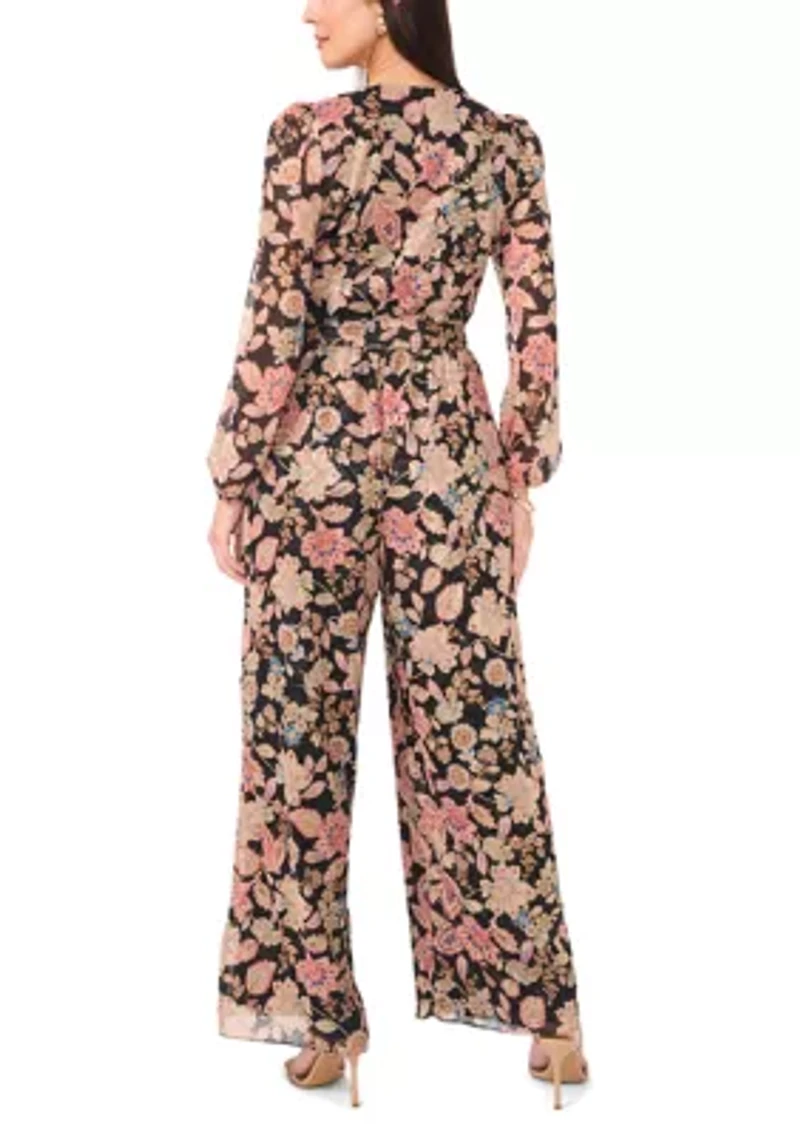 Women's Long Sleeve Floral Jumpsuit