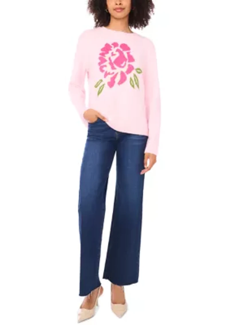 Women's Stitch Detail Floral Sweater