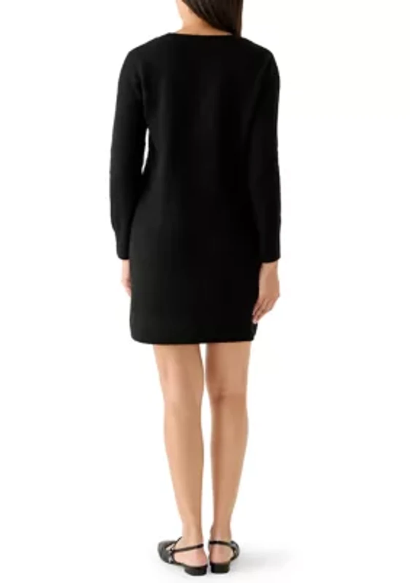 Women's V-Neck Star Print Sweater Dress