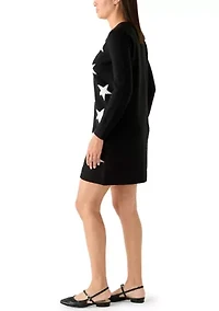 Women's V-Neck Star Print Sweater Dress