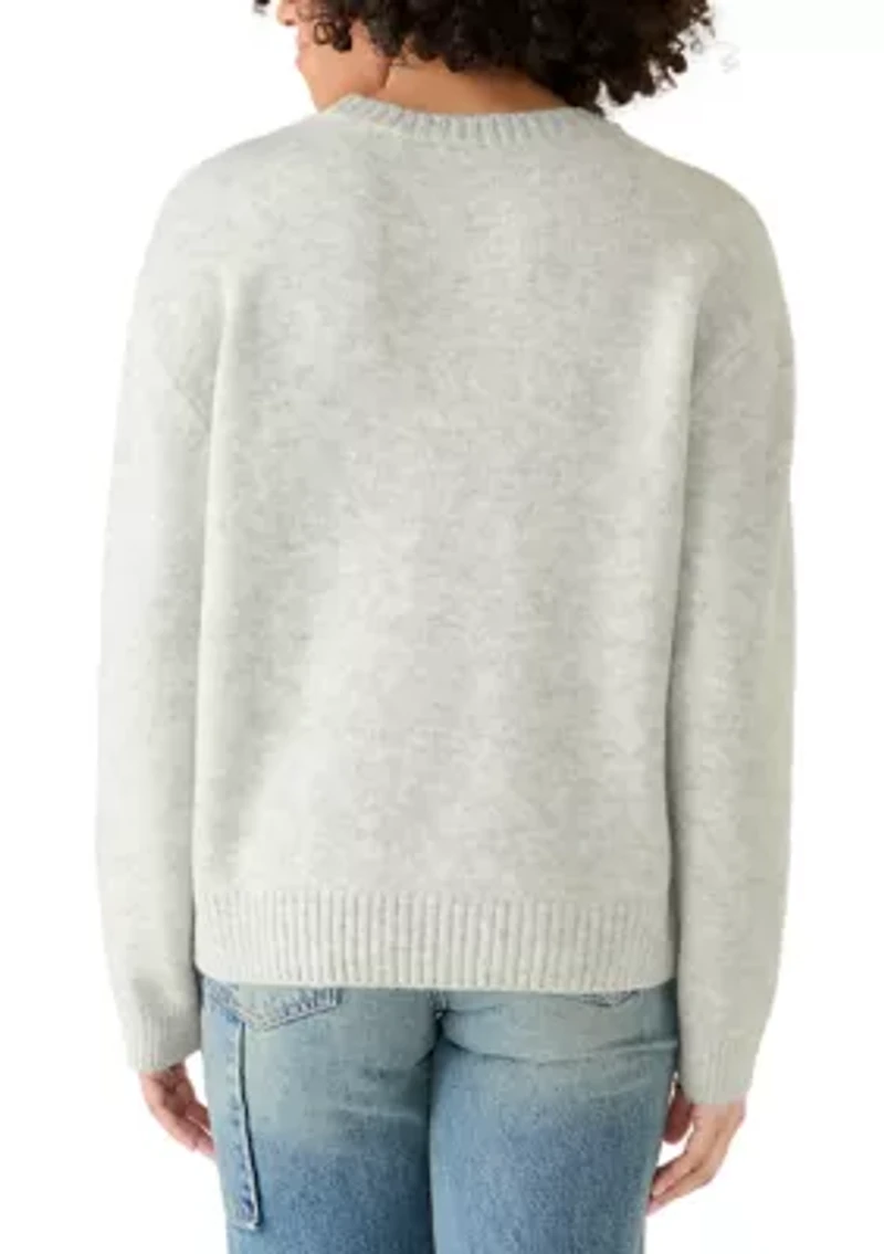 Women's Crew Neck Stitch Detail Floral Sweater