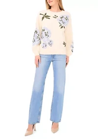 Women's Stitch Detail Floral Sweater