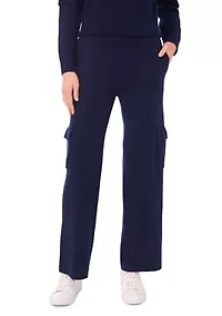 Women's Wide Leg Sweater Pants with Cargo Pockets