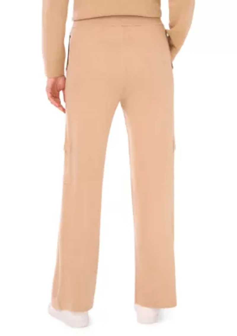 Women's Wide Leg Sweater Pants with Cargo Pockets