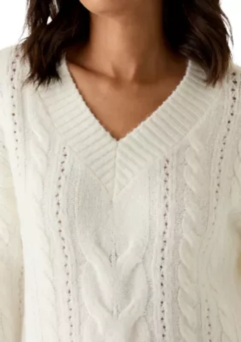Women's Long Sleeve Cable Knit Sweater
