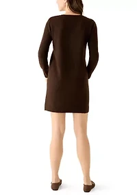 Women's V-Neck Argyle Sweater Dress