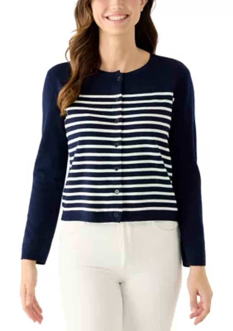 Women's Long Sleeve Striped Cardigan