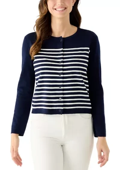Women's Long Sleeve Striped Cardigan