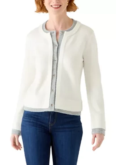 Women's Long Sleeve Twofer Button Front Cardigan