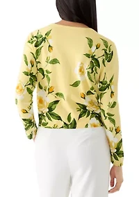 Women's Long Sleeve Button Front Floral Cardigan