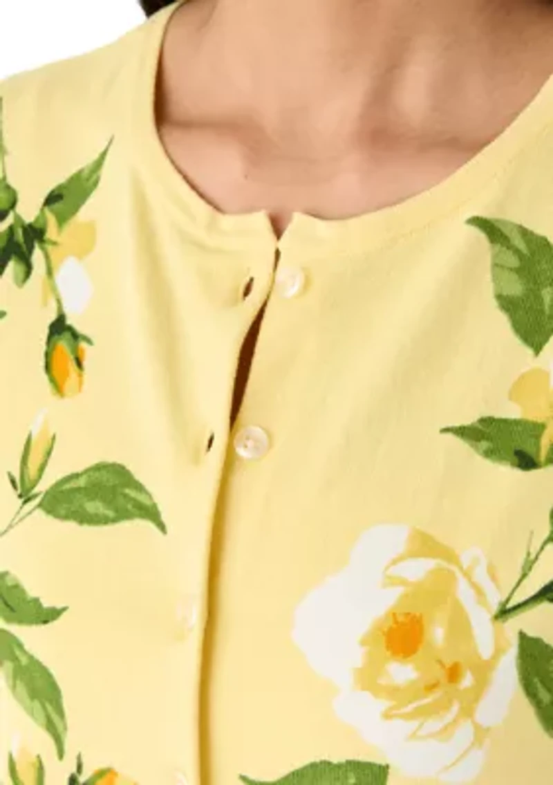 Women's Long Sleeve Button Front Floral Cardigan