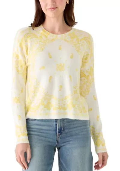 Women's Long Sleeve Bandana Crew Neck Sweater