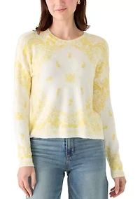 Women's Long Sleeve Bandana Crew Neck Sweater