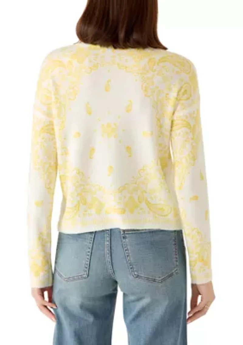 Women's Long Sleeve Bandana Crew Neck Sweater