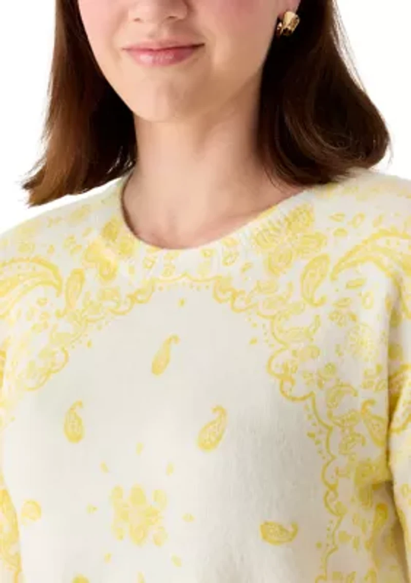 Women's Long Sleeve Bandana Crew Neck Sweater