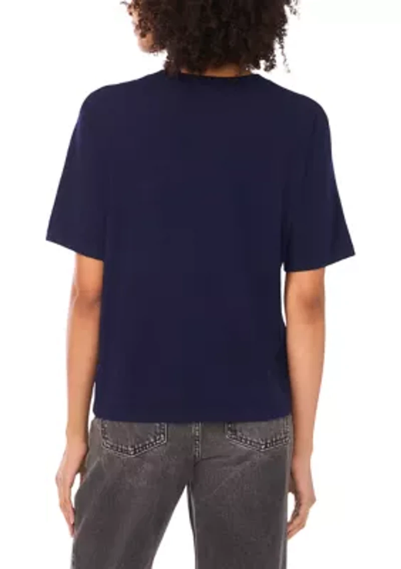 Women's Short Sleeve Crew Neck Sweater