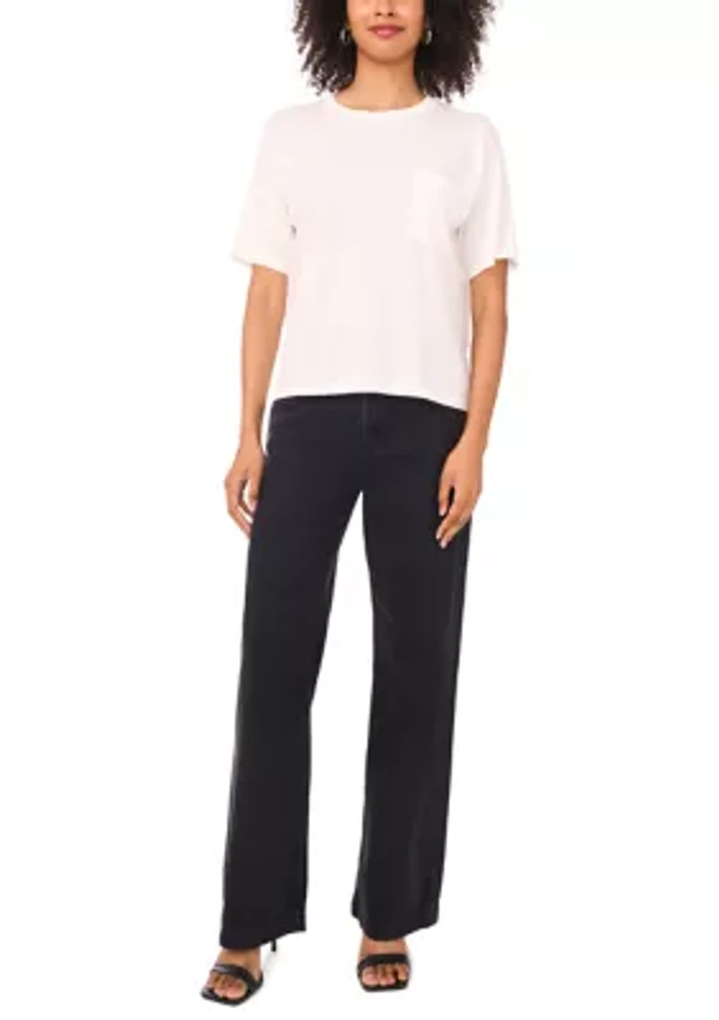 Women's Short Sleeve Crew Neck Sweater