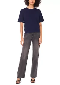 Women's Short Sleeve Crew Neck Sweater