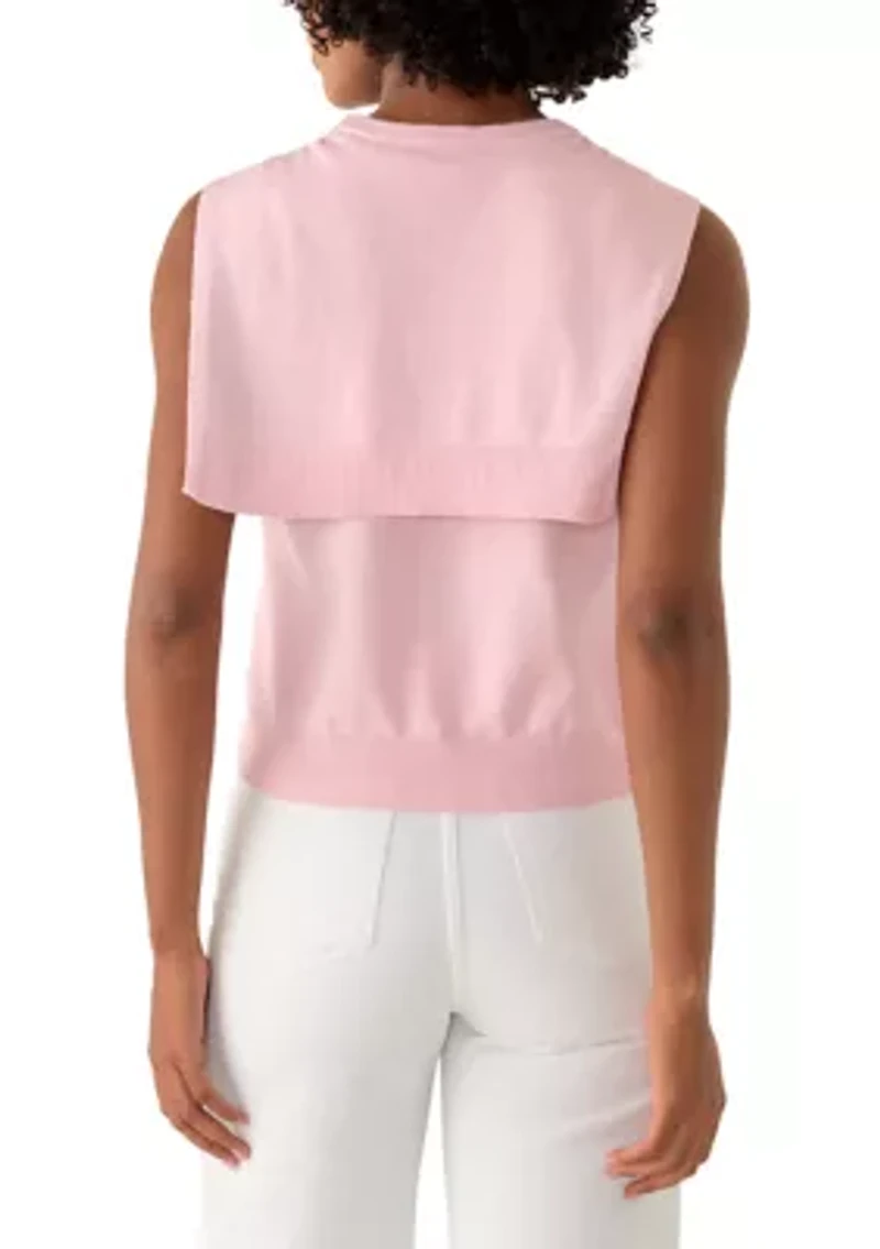 Women's Sleeveless Cardigan Twofer Top