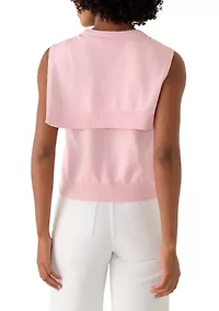 Women's Sleeveless Cardigan Twofer Top