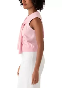 Women's Sleeveless Cardigan Twofer Top