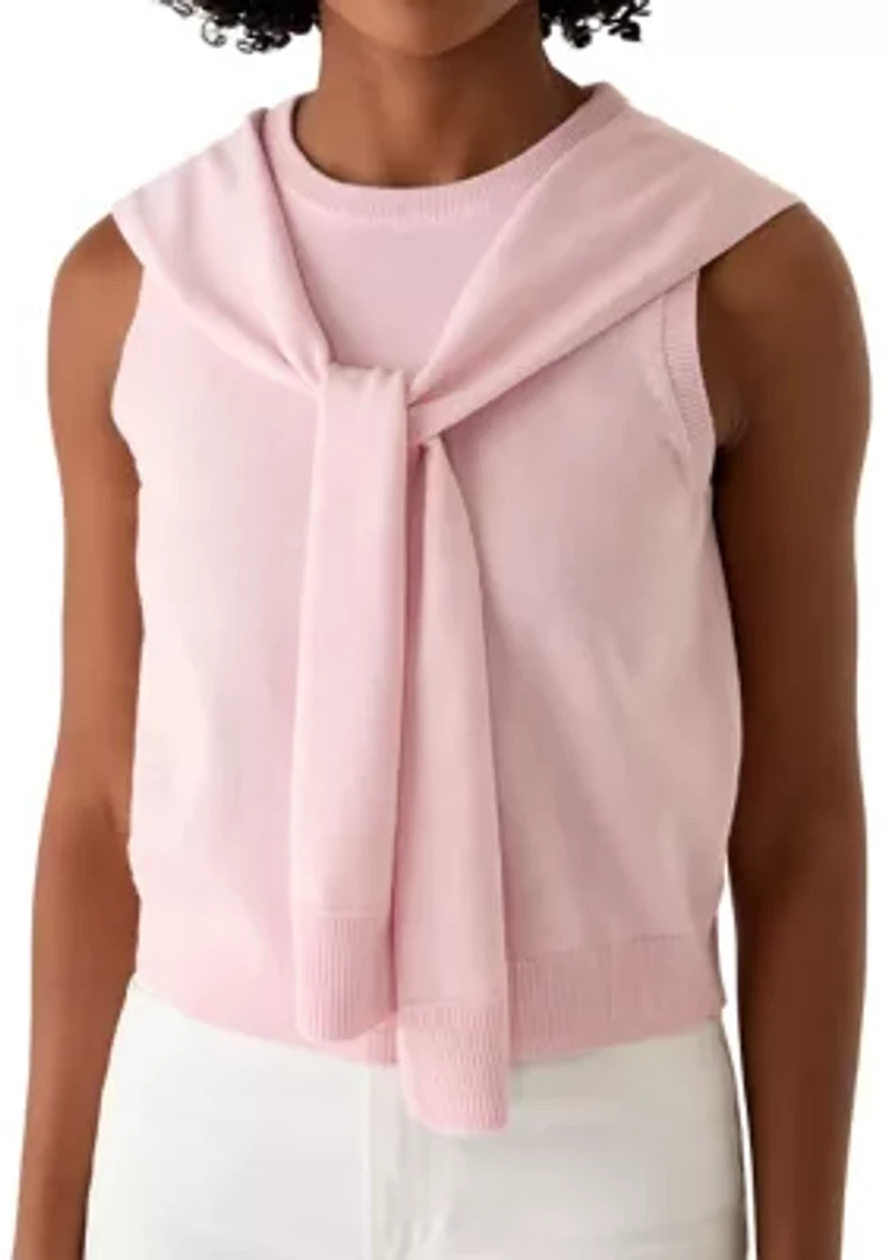 Women's Sleeveless Cardigan Twofer Top