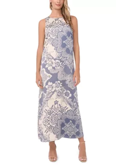 Women's Sleeveless Scarf Printed Halter Dress
