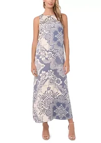 Women's Sleeveless Scarf Printed Halter Dress