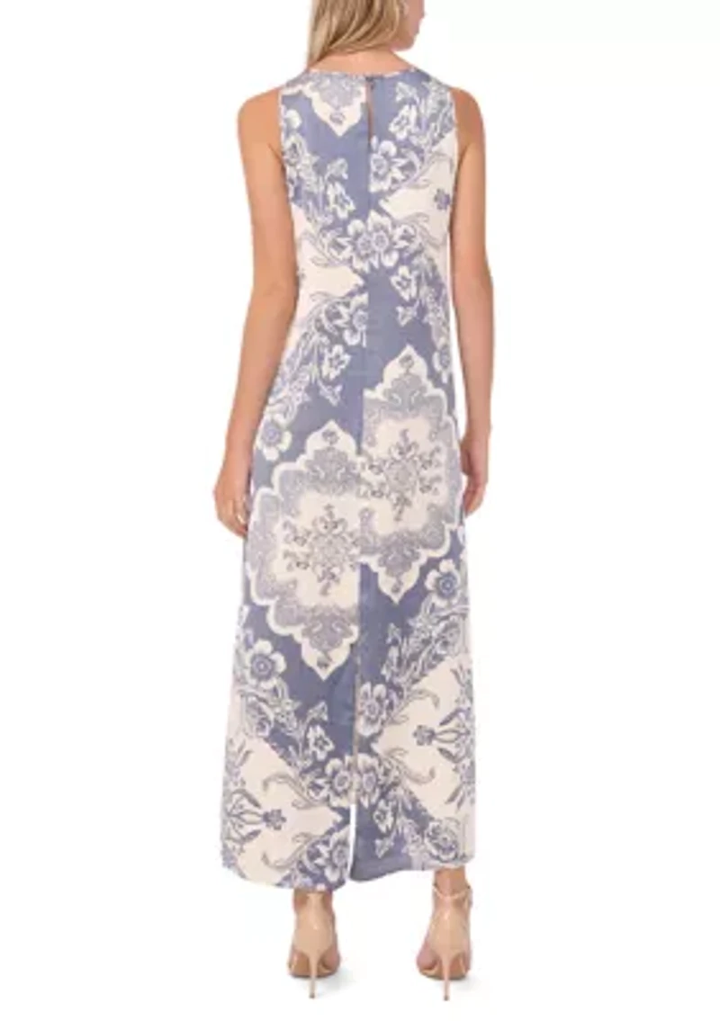 Women's Sleeveless Scarf Printed Halter Dress