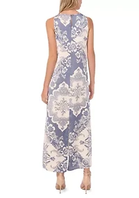 Women's Sleeveless Scarf Printed Halter Dress